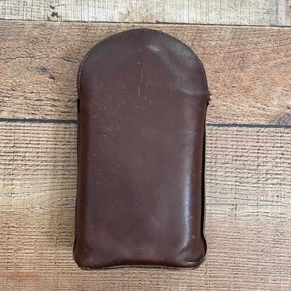 Saddler by BOSCA Glass Flask in Discreet Brown Leather Case VINTAGE - Picture 2 of 12